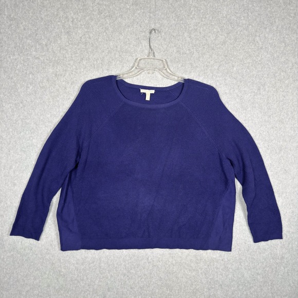 Eileen Fisher Knit Sweater Organic Cotton Crew Neck Purpleish Blue S - Picture 1 of 10